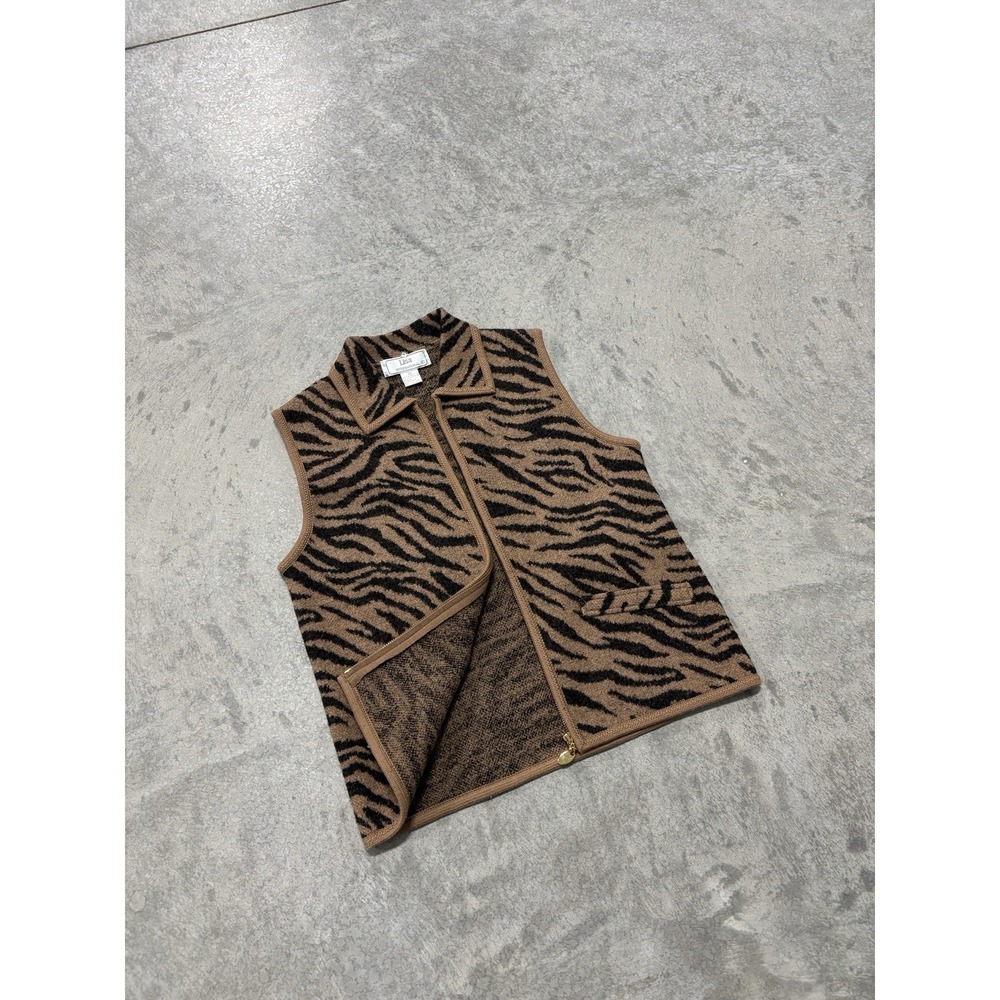 Lisa International cheetah print boiled wool vest in a women's size medium